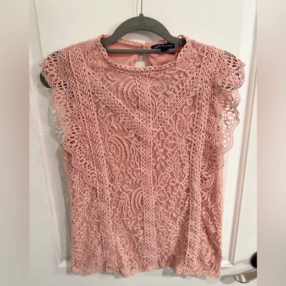 Cable & Gauge Delicate Pink Lace Blouse